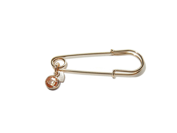 pin with champagne CZ and tiny heart P2036