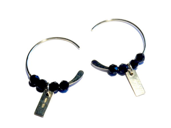 earrings basic S 3/4 hoops 18 mm black Spinel EBS1923