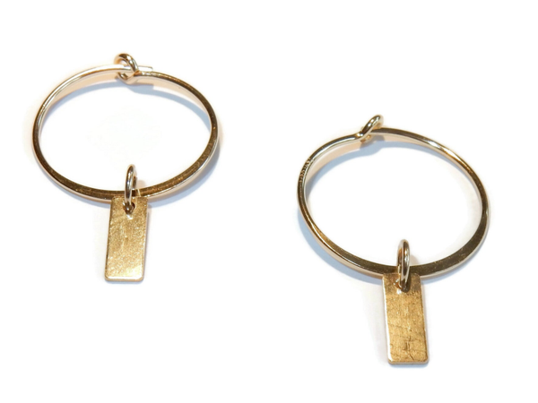 earrings basic S flattened hoops 15 mm and bar EBS1933