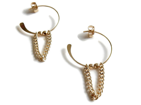 earrings basic S 3/4 hoops 18 mm double curbchain EBS1940