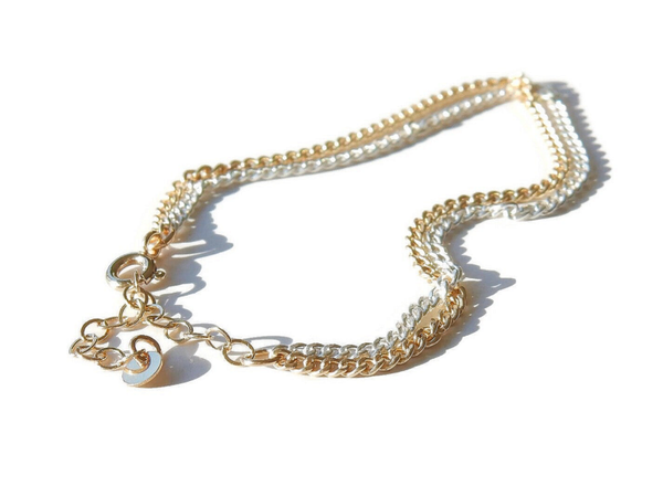 double curbchainbracelet 14K/20 gold & silver BC2130