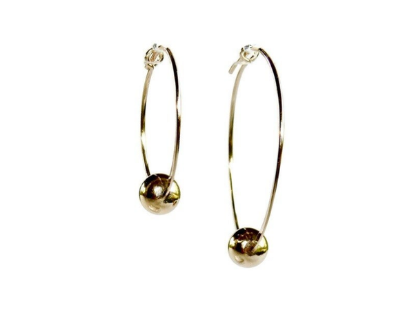 earrings Luc 30 mm hoops with 6 mm bead EL2144