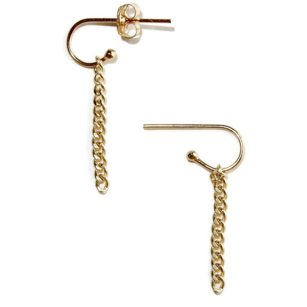 tiny open hoops/studs with curbchain EBS2277