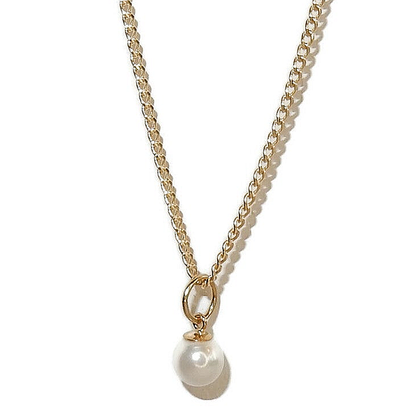 necklace flat curb chain and a crystal pearl NF1952