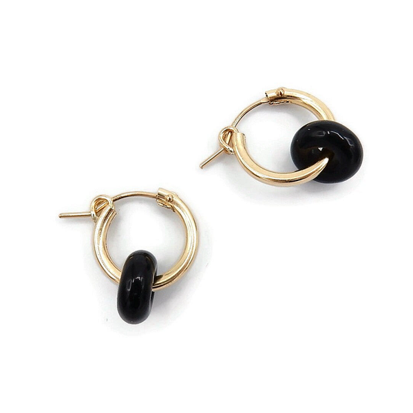 statement hoops Luc 13 mm black Agate donut EL2363E