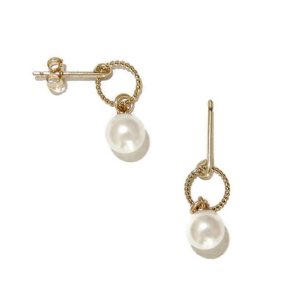studs crystal pearl on twisted ring E2489
