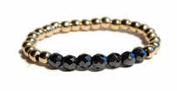 2 mm stretchring with sparkling darkgrey hematite, RF464