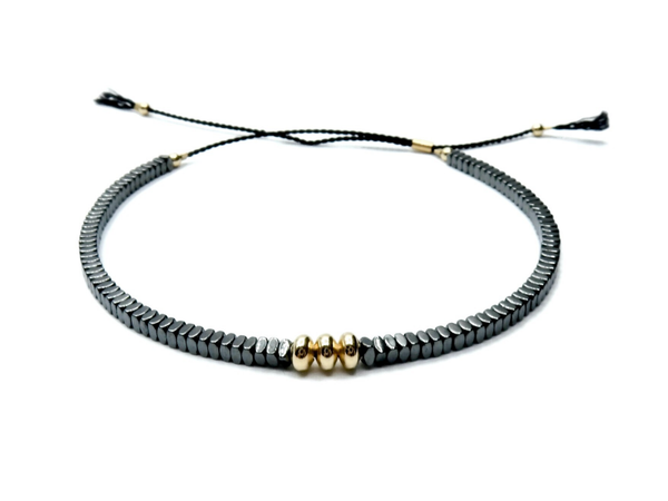 adjustable bracelet 2 mm black Hematite BAL1586