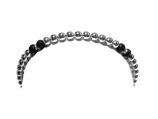 flexbracelet 4 mm .925 silver & faceted mat spinel beads BFS1442