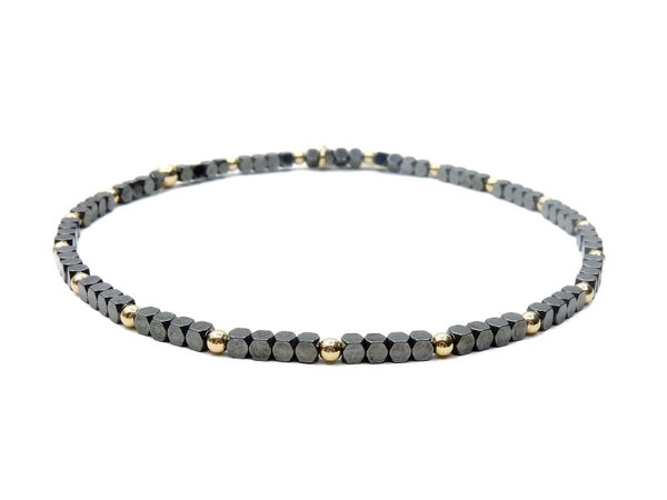 flexbracelet Misc 2 mm square faceted Hematite BM1625