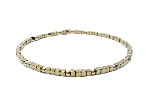 flexbracelet Misc 2 mm square gold Hematite BM1617