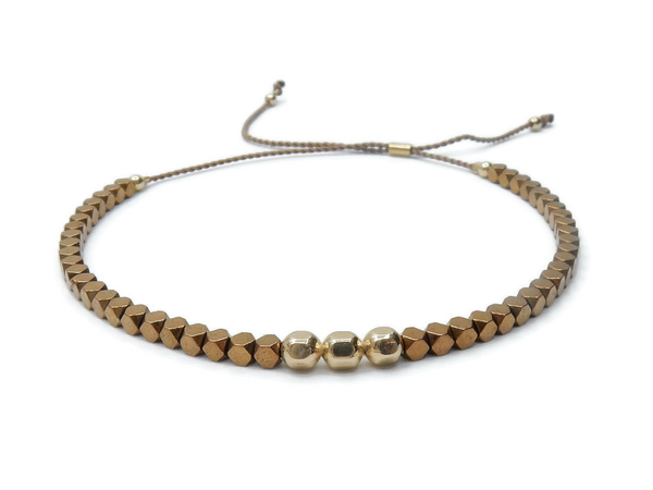 adjustable bracelet Misc 2 mm copper Hematite BM1644D