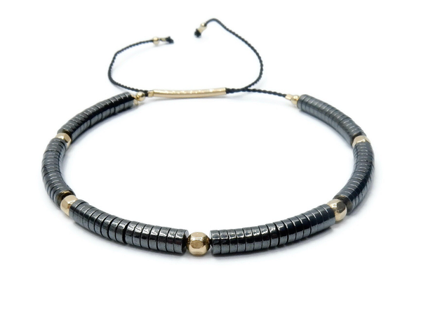 adjustable bracelet Misc 3 mm Hematite discs BM1634A