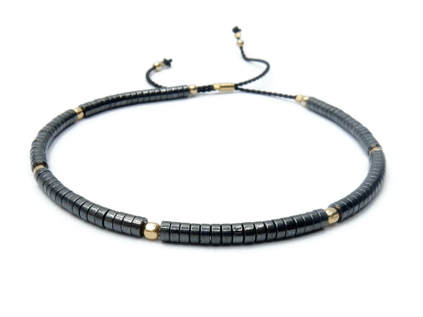 adjustable bracelet Misc 2 mm Hematite discs BM1631