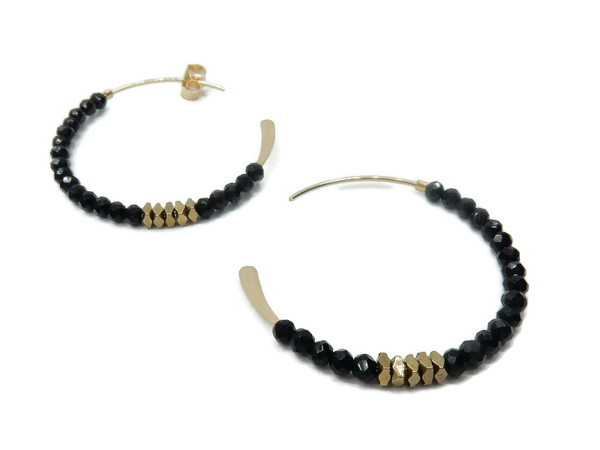 earrings Misc 2 mm Spinel & Hematite EM1653