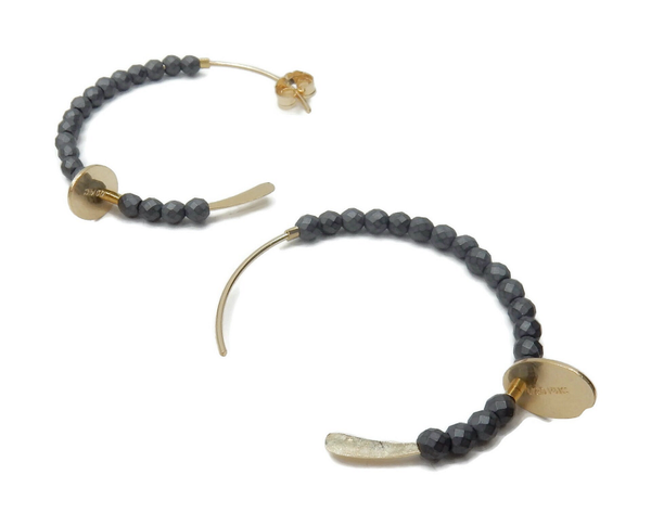 earrings Misc 2 mm mat black Hematite BM1655