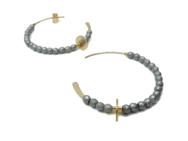 earrings Misc 2 mm grey mat Hematite EM1656