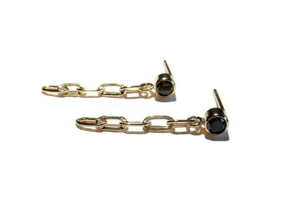 earrings Luc black CZ paperclip EL1711