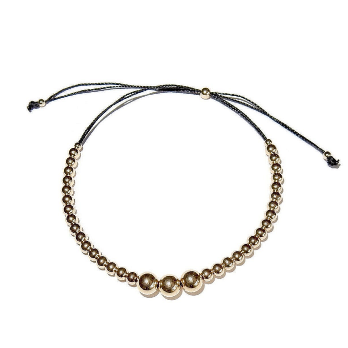 bracelet men black cord and 3&5 mm beads BM3201