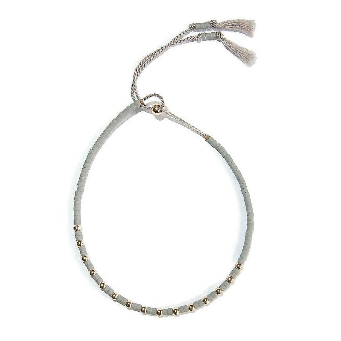 adjustable silk bracelet Lafauve grey and 2 mm goldfilled beads BLS2997