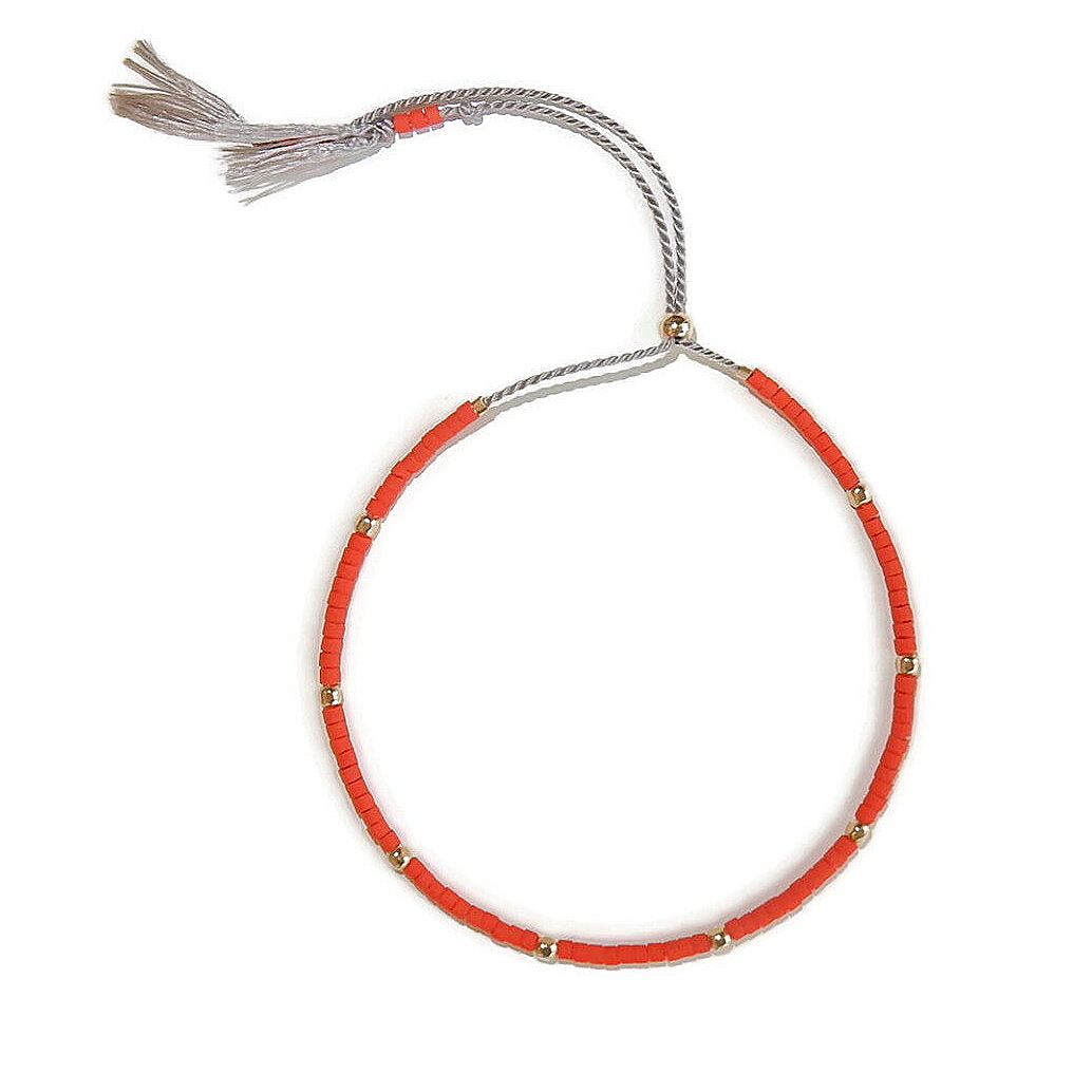 adjustable silk bracelet Lafauve Fire square beads BSL2981