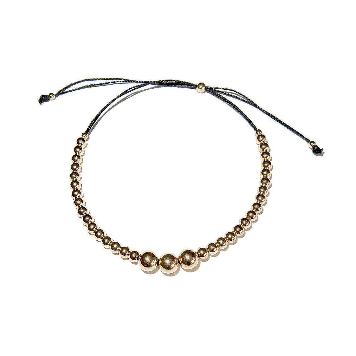 bracelet Happy black cord and goldfilled beads BH3199
