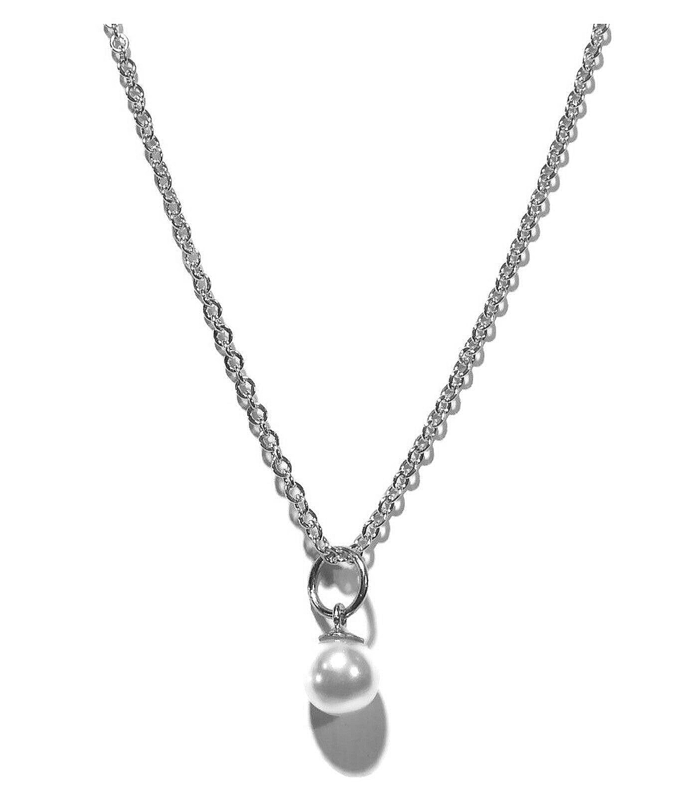 fine cablechain necklace in silver with crystal pearl NP1446B