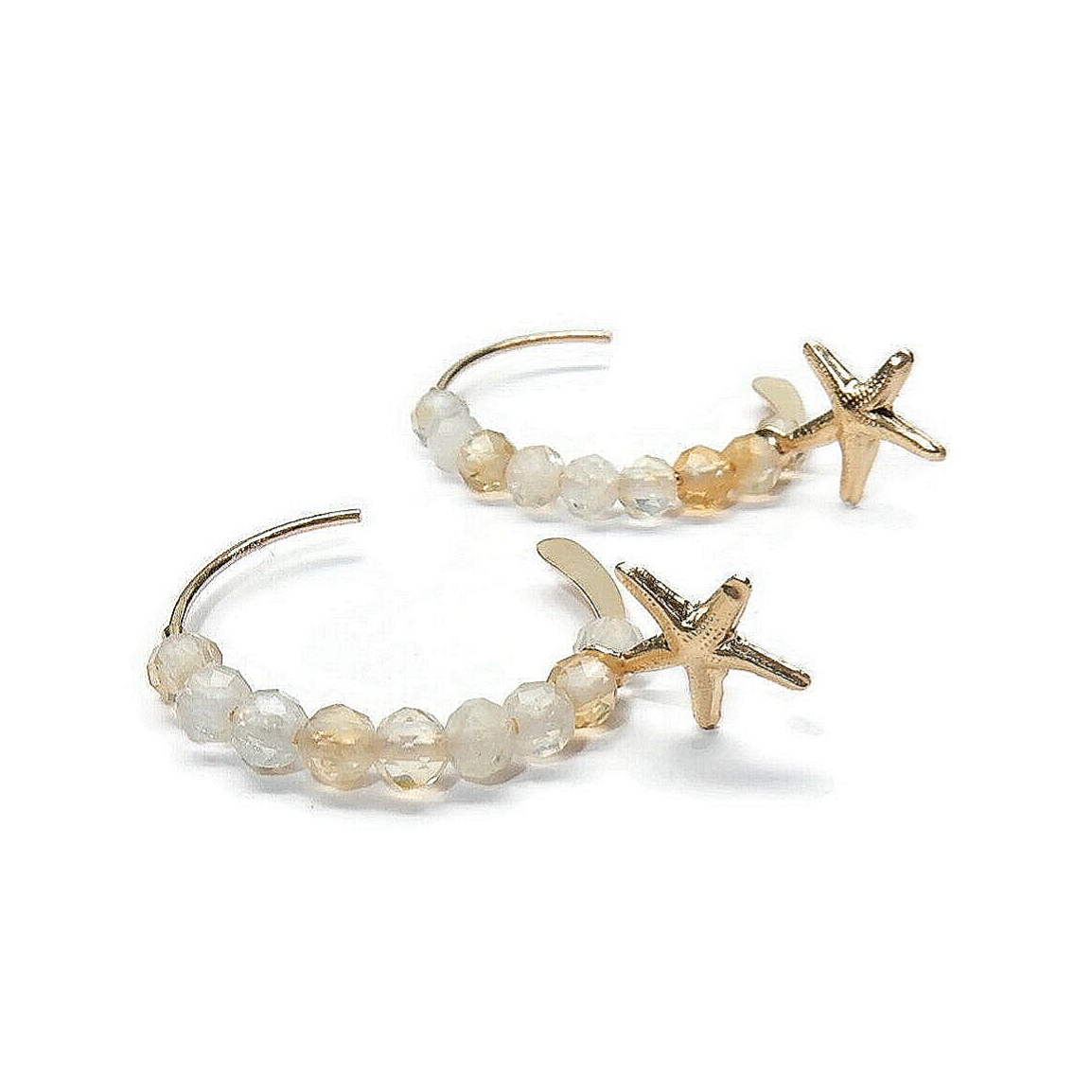 earrings Citrine faceted gemstones and a 14K goldfilled seastar EG3236
