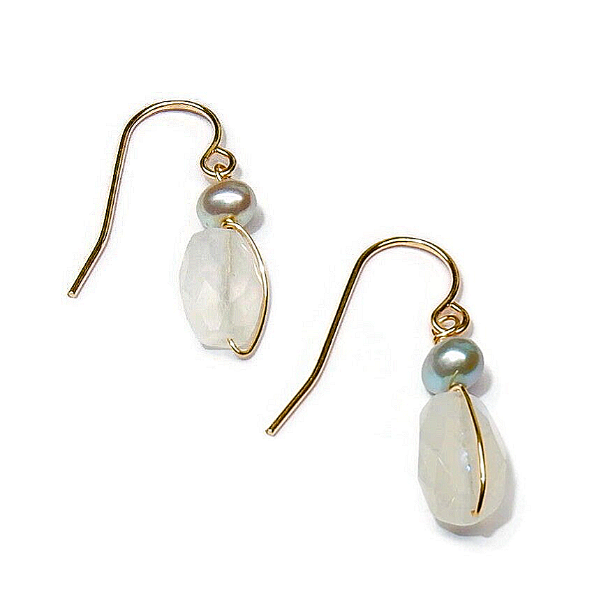 earrings Moonstoon & grey freshwaterpearl EP3233