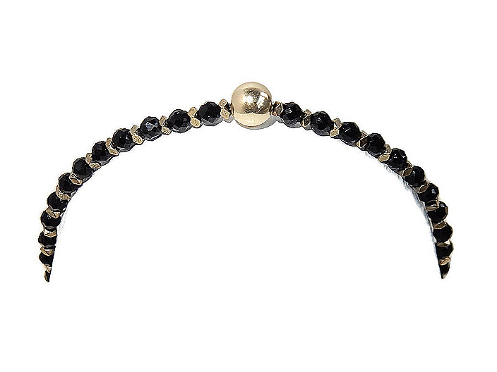 flexbracelet Gems 3 mm black Agate & Hematite with 6 mm goldfilled bead BFG2907