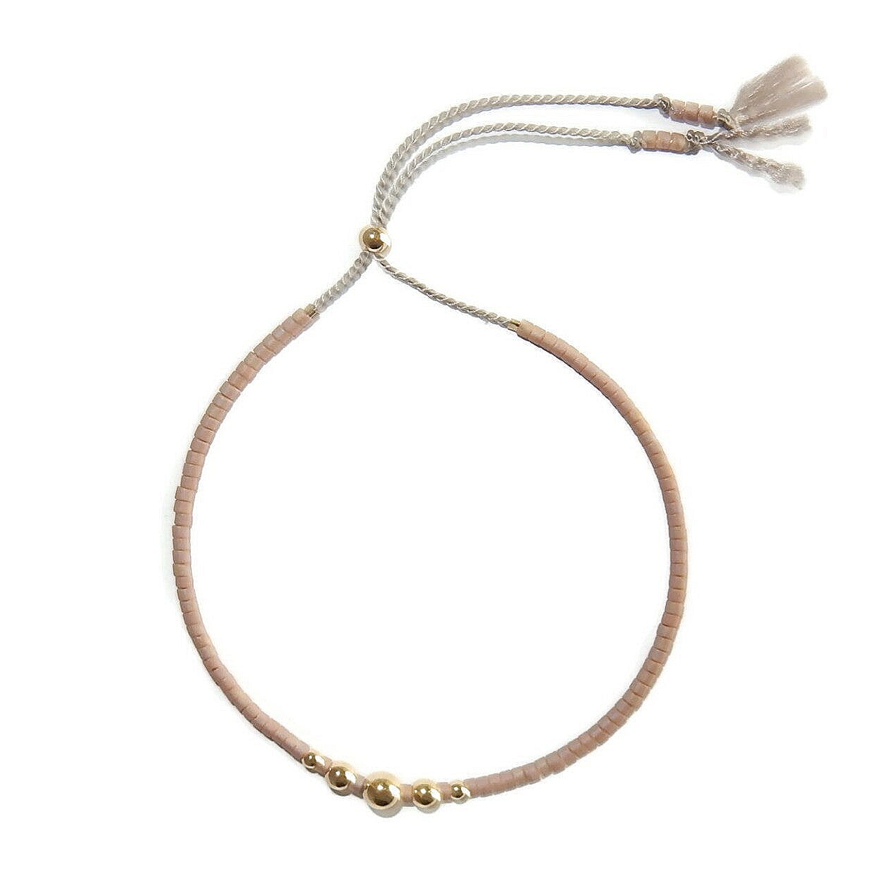 adjustable silk bracelet Lafauve Lavender and smooth beads BLS2993