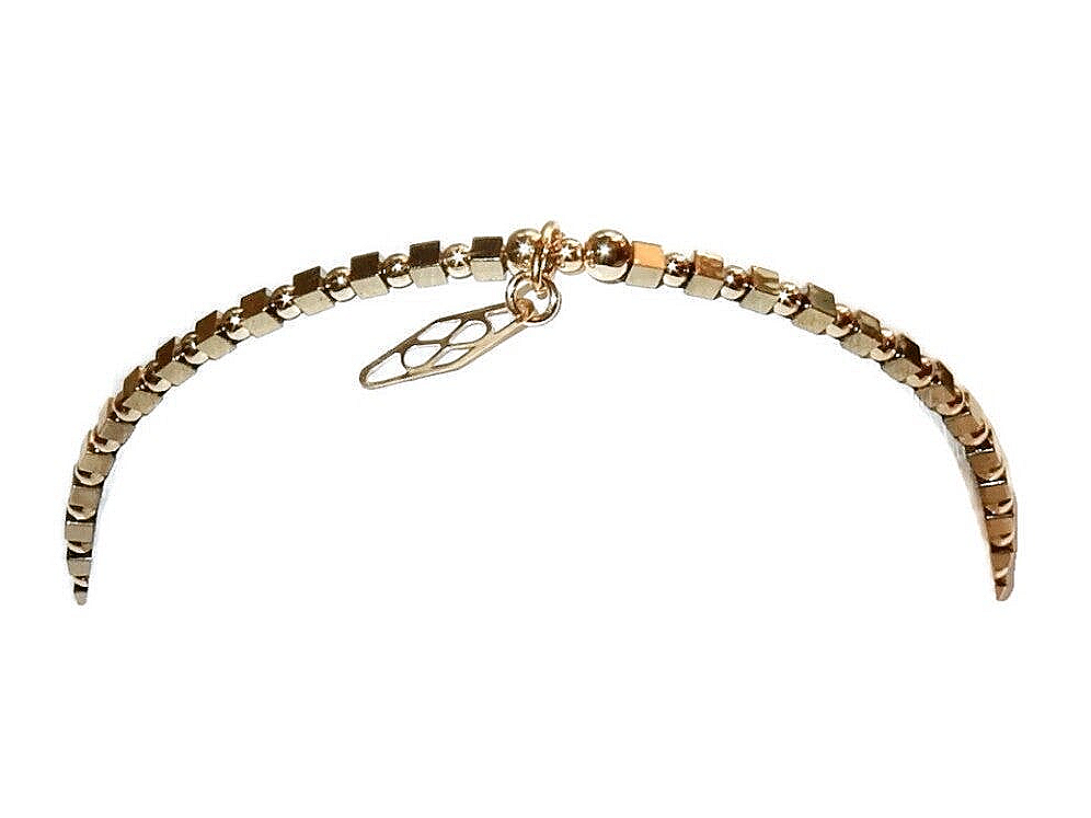 2 mm flexbracelet with gold Hematitecubes BF3130