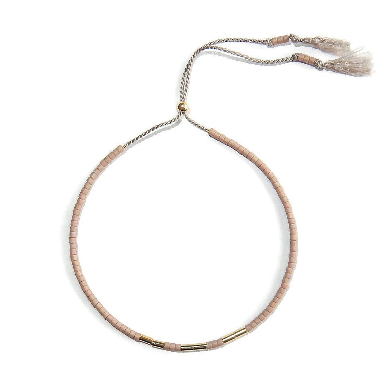 adjustable silk bracelet Lafauve Lavender and goldfilled tubes BLS2992