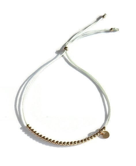 adjustable bracelet lightgreen cord and white CZ charm BH3198