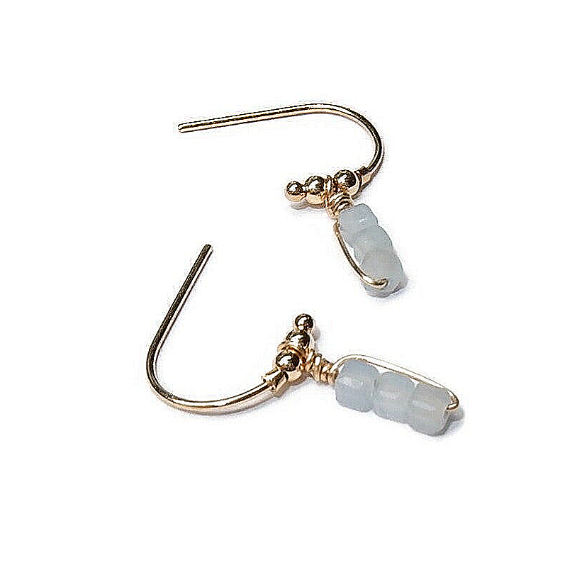 earrings Aquamarine cubes, wrapped in 14K goldfilled EG3235