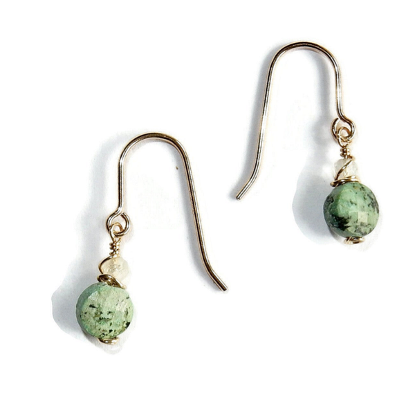 earrings Gems African Turquoise coin & citrine EG3216