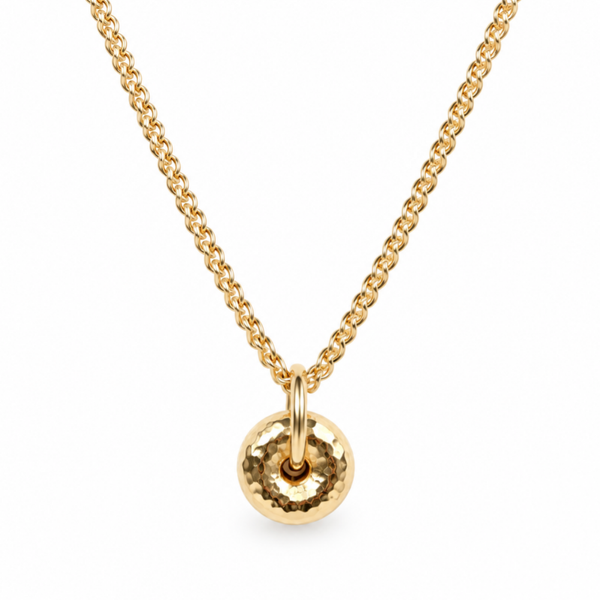 necklace flat curb chain with hammered 8 mm rondelle NL2550
