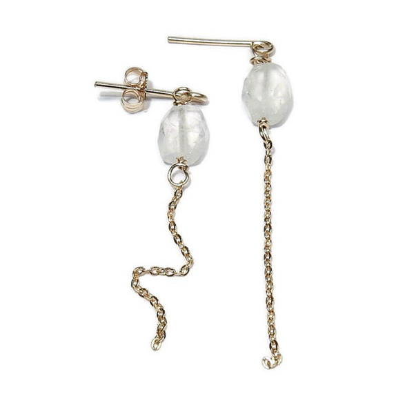 studs gems white Moonstone & chain EG3235