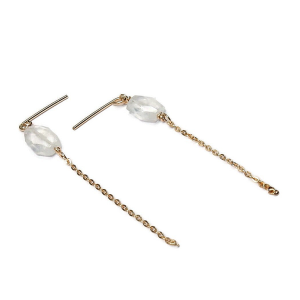studs Gems white Moonstone and chain EG3236