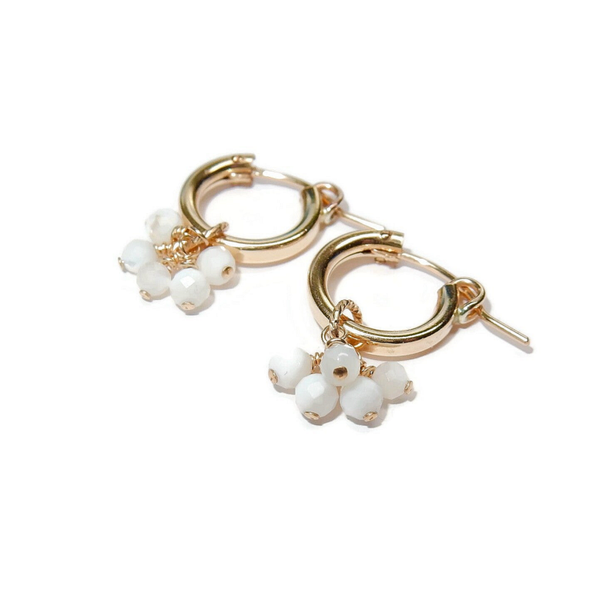 earrings Mother of pearl on bold hoops EP3224