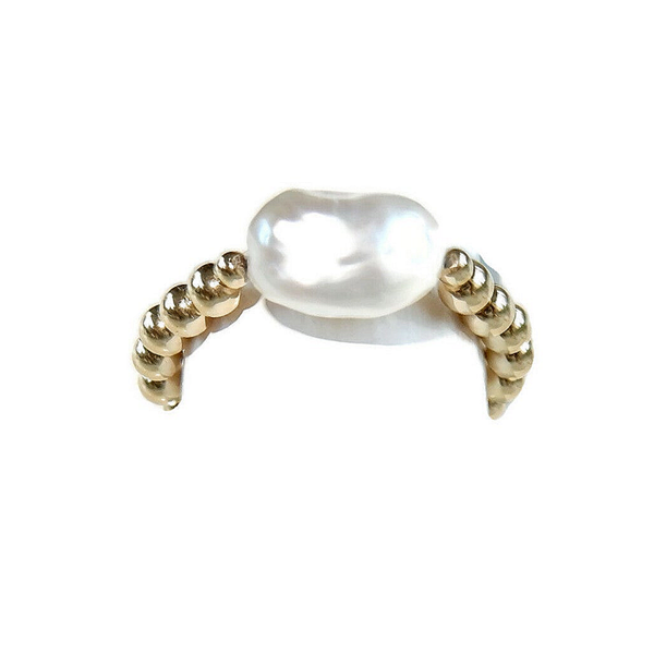 flexring 3 mm white irregular shaped freshwaterpearl RFPL2731