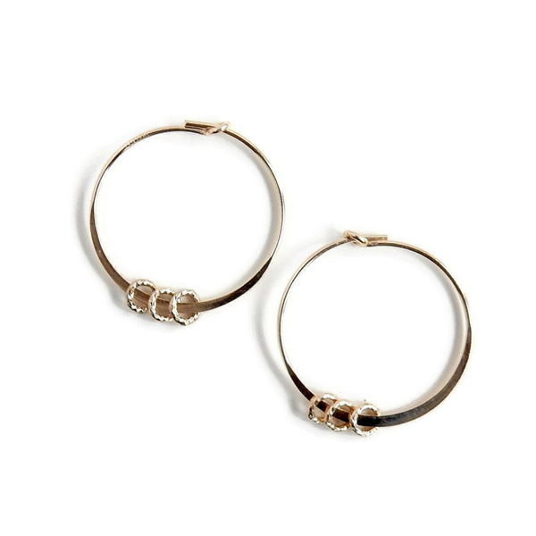 flattened hoops 20 mm with three sparkling rings EHB2913