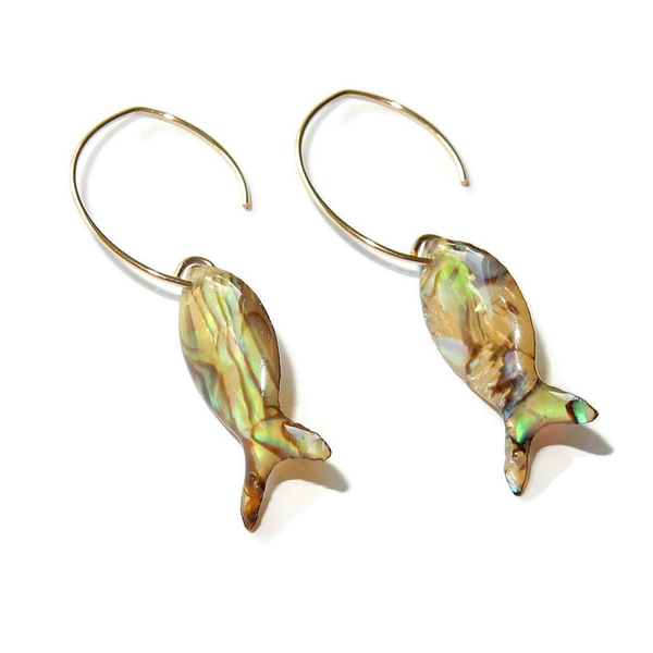 earrings MOP fishes EMOP3357
