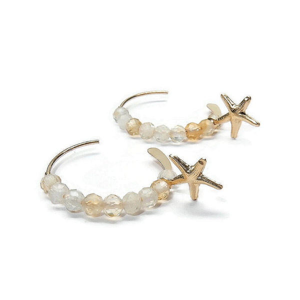 earrings Citrine faceted gemstones and a 14K goldfilled seastar EG3236