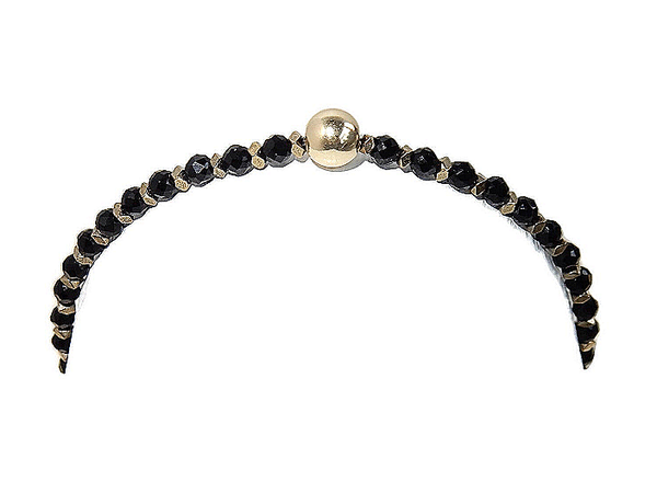 flexbracelet Gems 3 mm black Agate & Hematite with 6 mm goldfilled bead BFG2907