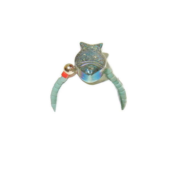 flexring Ocean green with scarved glass fish RFO3265