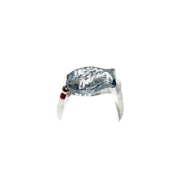 flexring Ocean white with scarved glass blue fish RFO3303