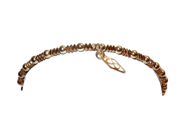 flexbracelet 3 mm faceted brown Hematite & 3 mm goldfilled beads BF3123