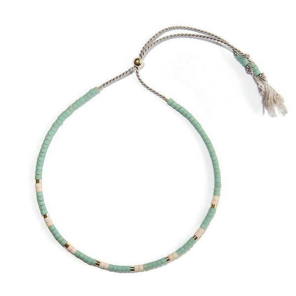 adjustable silk bracelet Lafauve Seafoam and Blush accents BLS2999