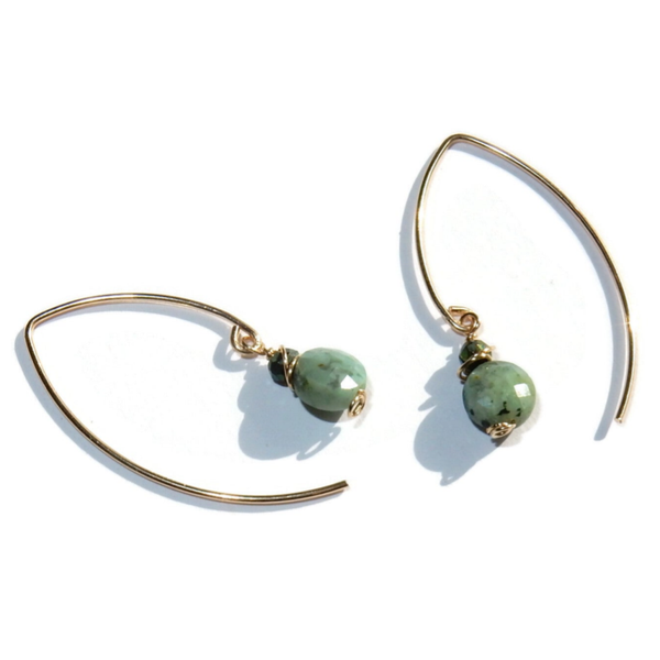 earrings Gems African Turquoise coin and faceted green Spinel EG3214